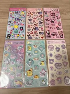 ＊新品＊ラメ入り樹脂もりシール すりガラス風シールサンリオ　6種セット