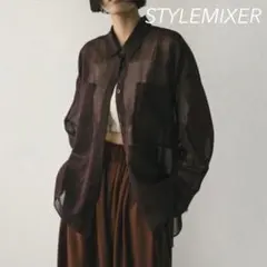 STYLEMIXER ルーズポケットシアーシャツ ブラウン