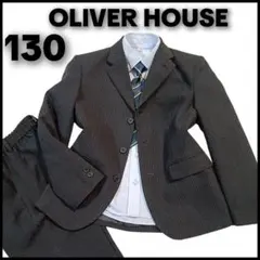 【美品】130 オリバーハウス 男の子 フォーマルスーツ 4点 黒 卒園 入学式