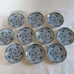 有田焼　古代唐草模様　輪花皿　10枚