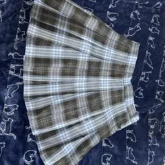 青茶チェック プリーツミニスカート