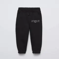 ZARA キッズ スウェット ロゴ入り 刺繍 ブラック 美品 104 パンツ