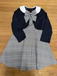 フォーマルドレス 120cm ネイビー チェック柄