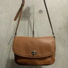 OLDCOACH レザー ショルダーバッグ ブラウン フラップ ターンロック