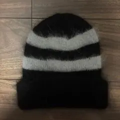 ボーダー柄 シャギーニット帽 ビーニー