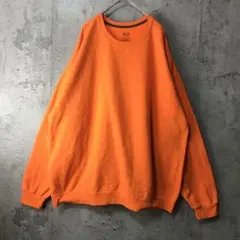 Y1140古着　トレーナー　スウェット　オレンジ　無地　90s Y2K