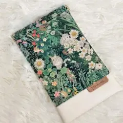 ハンドメイド がま口ポーチ 森の動物柄 ユキエモンうさぎ リス 花柄