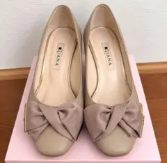 【美品】DIANA ダイアナ リボンパンプス ベージュ 23cm