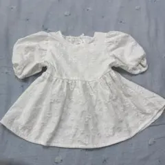 ペアマノン　白　花　チュニック　120 通学　おしゃれ　Tシャツ　夏服