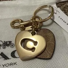 新品*COACH コーチ ハート シグネチャー チャーム ゴールド キーホルダー
