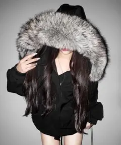 me+em select フェイクファーフーディビッグダウンジャケット