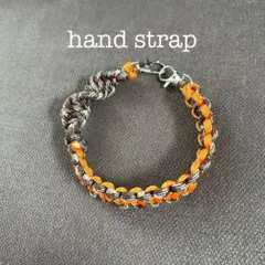 ハンドストラップ　 オレンジ　迷彩柄　パラコード　ハンドメイド