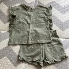 H&M オリーブ 花柄 ノースリーブセットアップ 100のサムネイル
