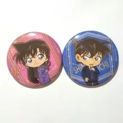 名探偵コナン 2023 コナンカフェ 缶バッジ ミニキャラ 工藤新一 毛利蘭