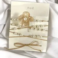 ヘアカフ　ポニーフック　ヘアアクセサリー　パール風　アレンジ　新品　花　リボン