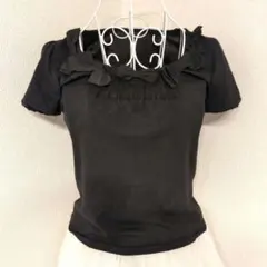 【ウィルセレクション★かわいい半袖リボンカットソー★黒】トップス ブラックのサムネイル