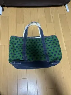 エルエルビーンL.L.BEAN　キャンバス　ドット柄トートバッグ 緑と紺
