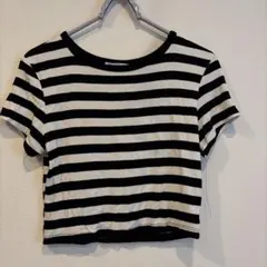 ZARA ボーダー 半袖 Tシャツ クロップド　EUR Lサイズ (Mサイズ)のサムネイル