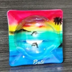 バリ島　灰皿　小物入れ　イルカ柄　トロピカルカラー　レインボートレーのサムネイル