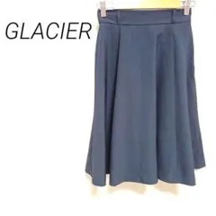 GLACIER ブラック　フレアスカート ひざ丈 プリーツ入り　Mのサムネイル