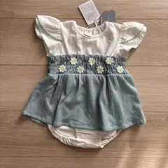 新品 futafuta ロンパース　80 花　アップリケ