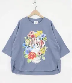スカラーscolar 162635：花ネコ発泡プリント ローズジャガードTシャツのサムネイル