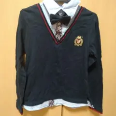 マザウェイズ　長袖シャツ Vネック 重ね着風ネクタイ付き　140cm