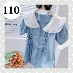 襟付き ワンピース トレンチコート 半袖 夏 フォーマル 水色 110