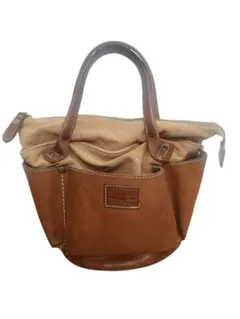 【folna】 キャンバス レザー ハンドバッグ