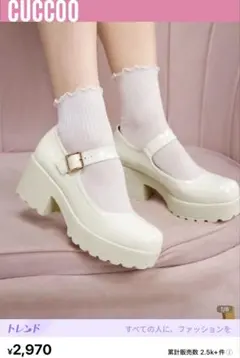 SHEIN メリージェーン 厚底 パンプス ホワイト 24cmのサムネイル