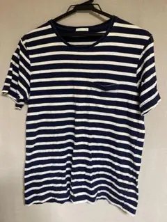 ジーユー ストライプ クルーネック Tシャツ M