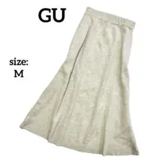 【美品】 GU ジーユー ニット フレアスカート ロング丈 ウエストゴム M