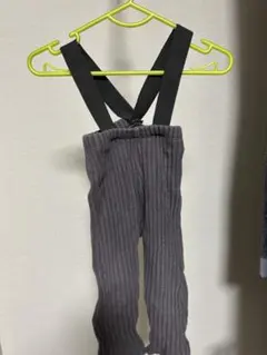 サスペンダー付きリブ編みレギンス ダークグレー