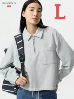 jw anderson ハーフジップ シャツ ユニクロ公式 | スウェットハーフジップシャツ(レディース)