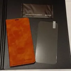 iPhone 14 Pro Max ケース 手帳型 カバー フィルムセット 茶