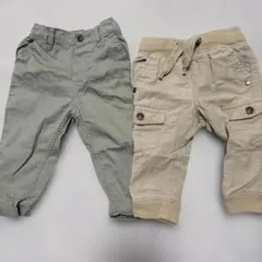 カーキとベージュのボトムス2点セット