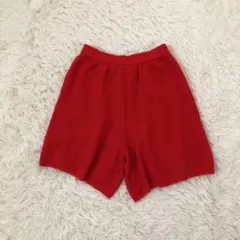 Nord Amoi ニットショートパンツ　裏地付き　ウエストゴム　朱色　Ｆ