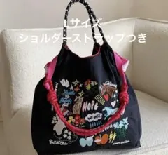 ショルダー紐つき　2way 馬　刺繍　エコバッグ　トートバッグ　L 大容量