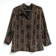 ヴィンテージ　派手　総柄　レトロ　昭和　長袖シャツ