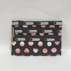 LeSportsac レスポートサック ポーチ ハート柄 3ファスナー 未使用