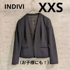 【3号】INDIVI ノーカラージャケット ネイビー お子さんにも！