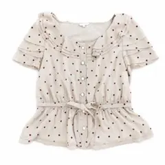 TO BE CHICフリルドット柄 半袖 ブラウス40ベージュ系　美品　三陽商会のサムネイル