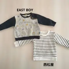 星柄　ストライプ　長袖　裏起毛トレーナー　保育園　お着替え　90