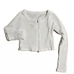 Y2K トップス　タイト　白　ジップ　長袖