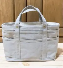 ポケットいっぱい♡帆布トートバッグ風ツールボックス♡パールグレー♡Mサイズ
