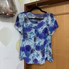 LAUTREAMONT 半袖カットソー 花柄 ブルー 38 ロートレアモンのサムネイル