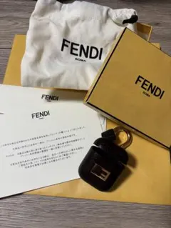 【美品】フェンディ Bluetoothワイヤレスイヤホン Fロゴケース 黒 水色 美品】フェンディ Bluetoothワイヤレスイヤホン Fロゴケース 黒 水色