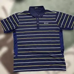 スリクソン ネイビー ストライプ ポロシャツ LL