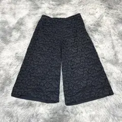 【エムケーミッシェルクラン】クロップドパンツ ネイビー 花柄レース M【美品】