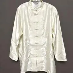 アイボリー　白　長袖シャツ　チャイナシャツ